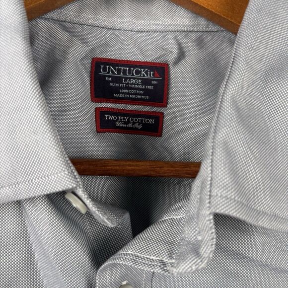 UNTUCKIT Men Large Gray 100% Linen Shirt, Long Sleeve Wrinkle Resistant - Picture 4 of 4